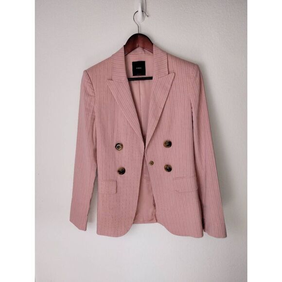 Pinkos Womens Blazer Sz 4 Pink Striped Jacket Italian Designer Royalty Corpcore - Picture 4 of 10